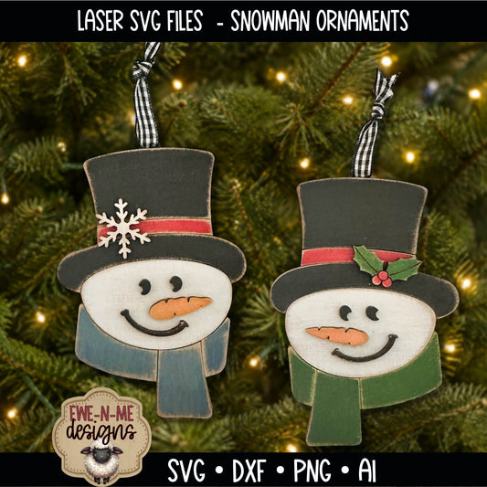 Snowman Duo Ornaments | Laser Cut SVG Files