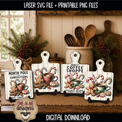 Gingerbread Christmas Cutting Board Bundle | Laser Cut SVG File + Printable PNG Files