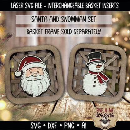 Interchangeable Tobacco Basket Inserts - Santa and Snowman | Laser Cut SVG File