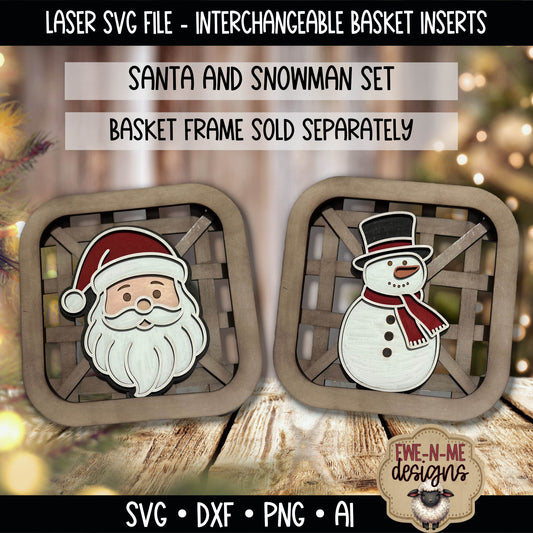Interchangeable Tobacco Basket Inserts - Santa and Snowman | Laser Cut SVG File