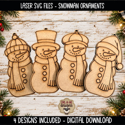 Snowman Ornaments | 4 Laser Cut SVG Files