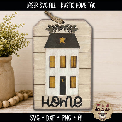 Primitive Home Saltbox House Tag Sign | Laser Cut SVG File