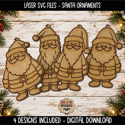 Santa Ornaments | 4 Laser Cut SVG Files
