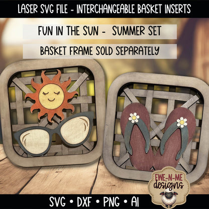 Interchangeable Tobacco Basket Inserts - Summer FlipFlops, Sunglasses | Laser Cut SVG File (Copy)