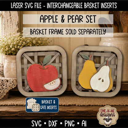 Interchangeable Tobacco Basket Inserts - Apple and Pear | Laser Cut SVG Files