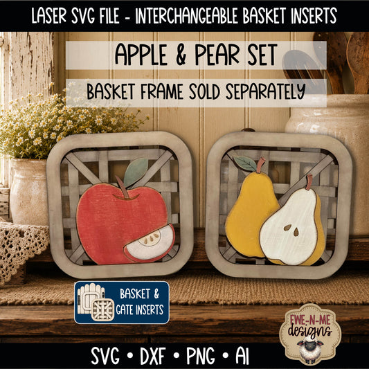 Interchangeable Tobacco Basket Inserts - Apple and Pear | Laser Cut SVG Files