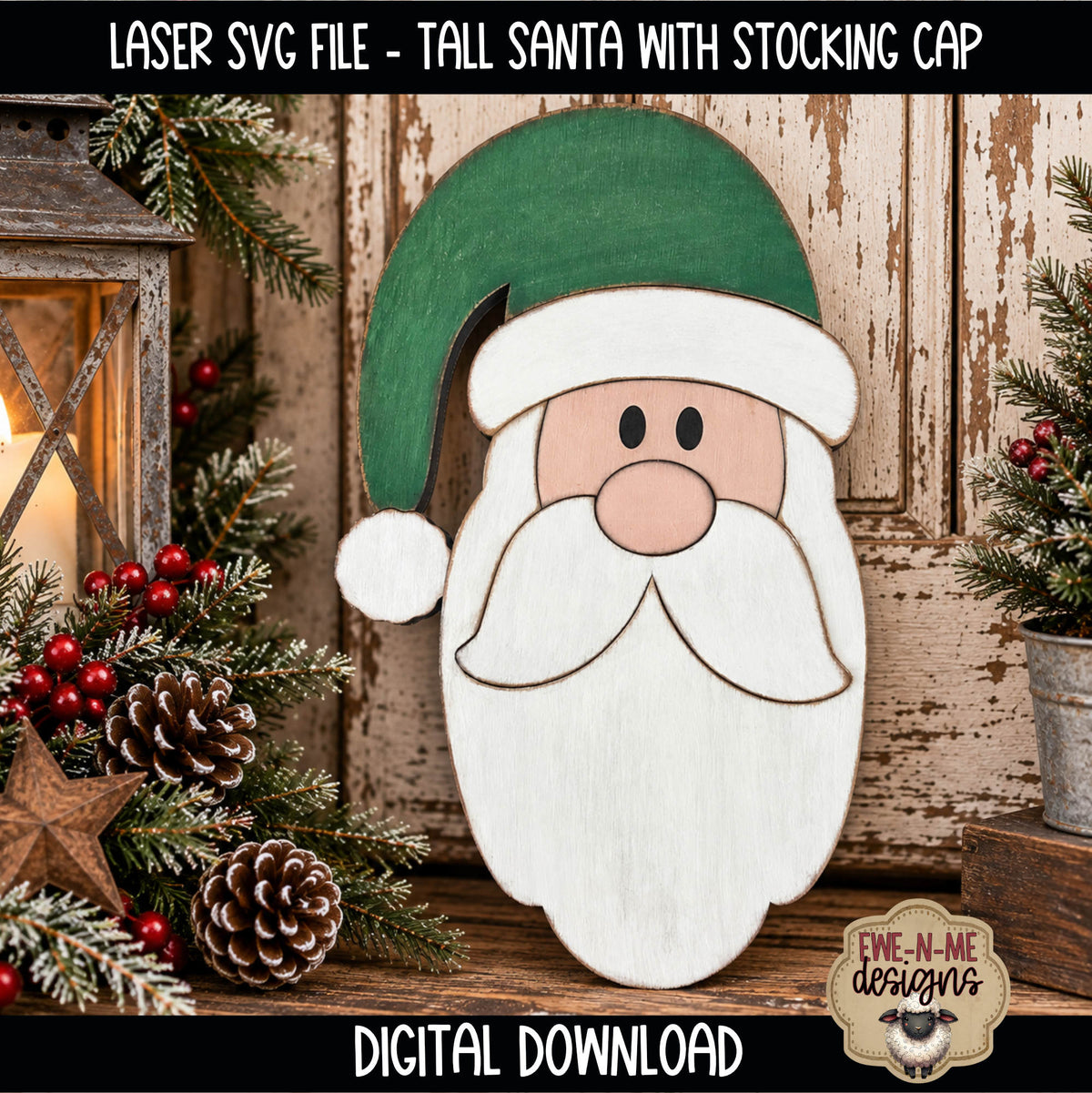 Primitive Santa Face Bundle | 4 Laser Cut SVG Files