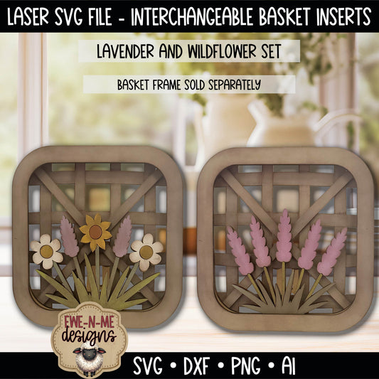 Interchangeable Tobacco Basket Inserts - Lavender and Wildflowers | Laser Cut SVG File