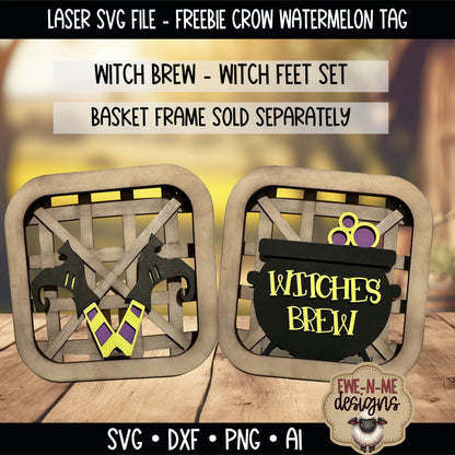 Interchangeable Tobacco Basket Inserts - Halloween Witch Feet, Witches Brew | Laser Cut SVG File