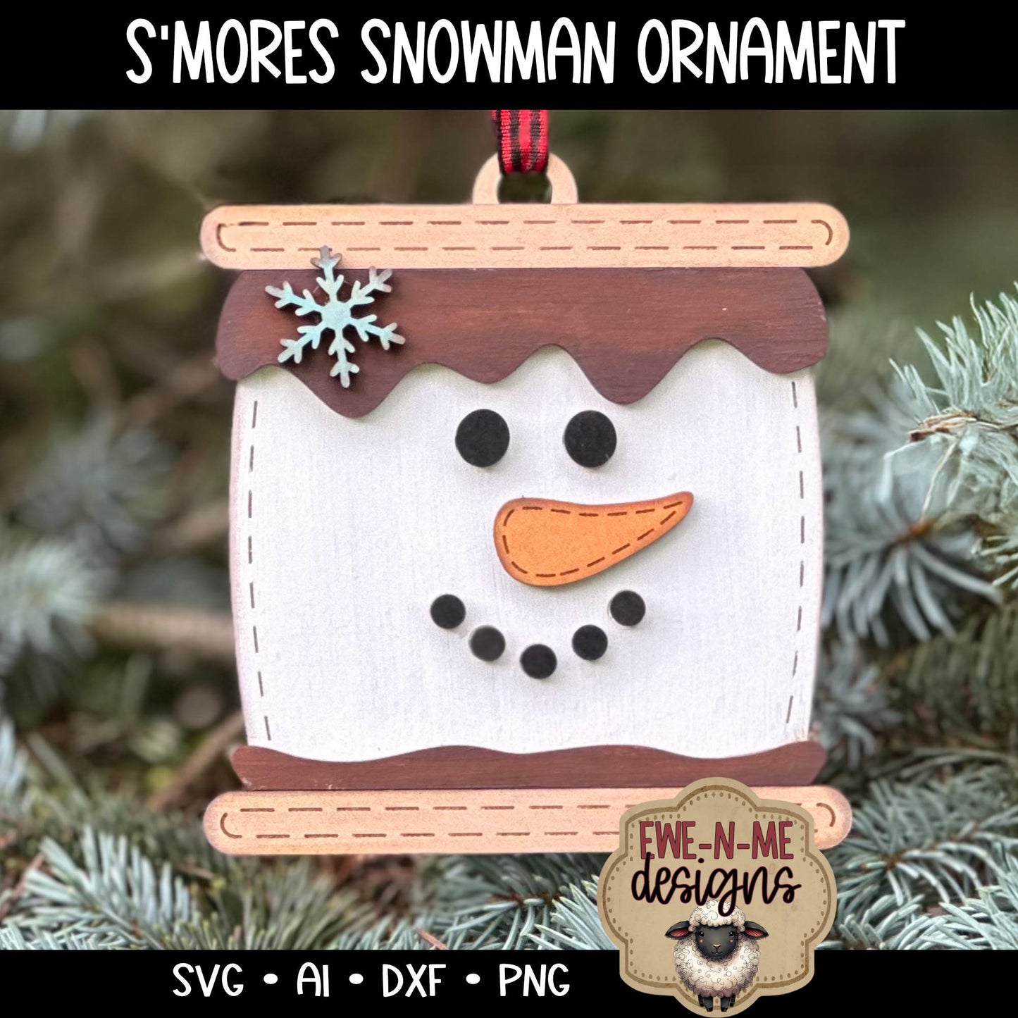 S'mores Snowman Ornament - Laser Cut SVG