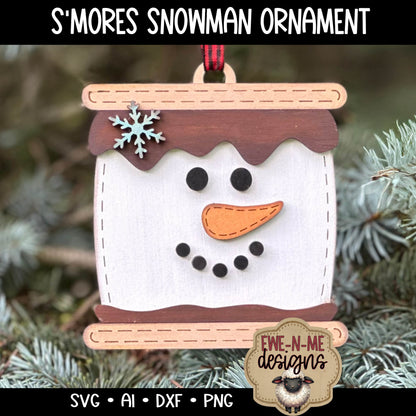 S'mores Snowman Ornament - Laser Cut SVG