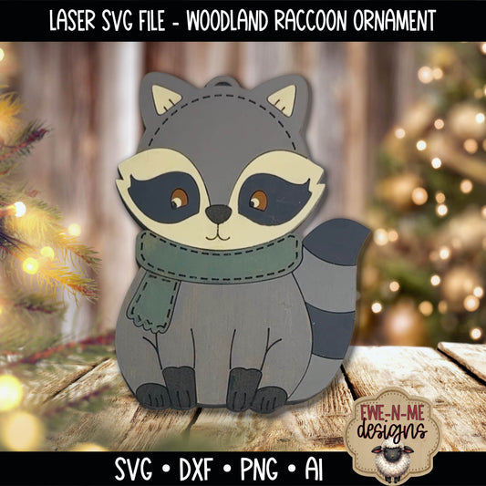 Woodland Raccoon Ornament | Laser Cut SVG File