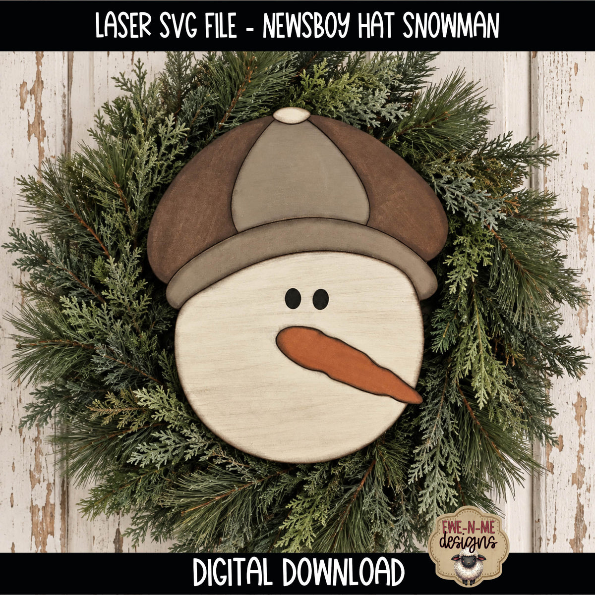 Newsboy Hat Snowman Face | Laser Cut SVG File