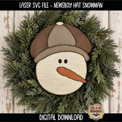 Newsboy Hat Snowman Face | Laser Cut SVG File