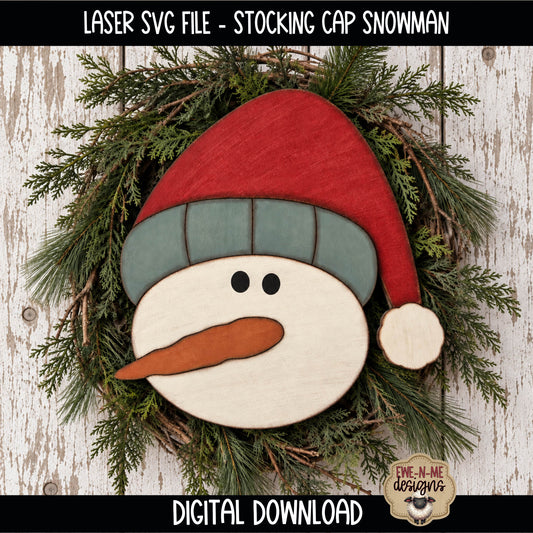 Stocking Cap Snowman Face | Laser Cut SVG File