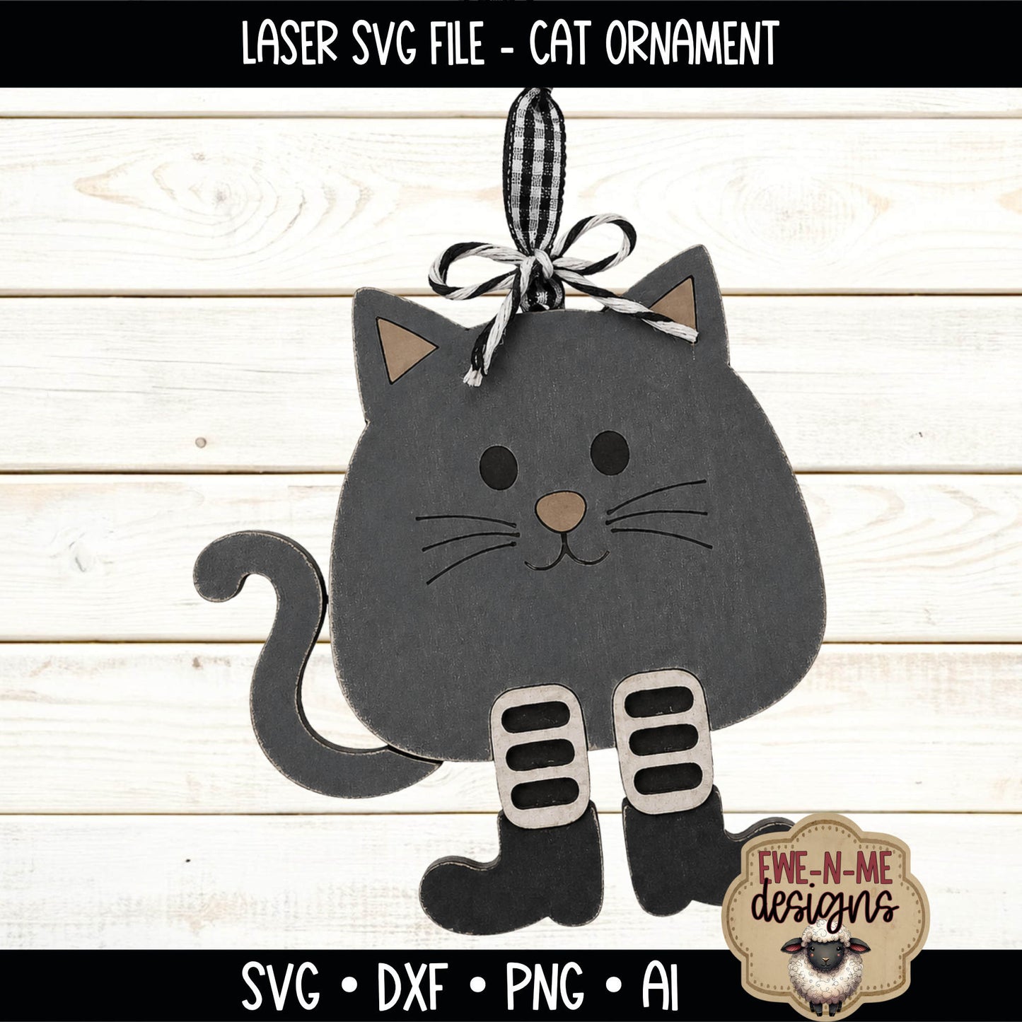 Layered Cat Ornament | Laser Cut SVG File