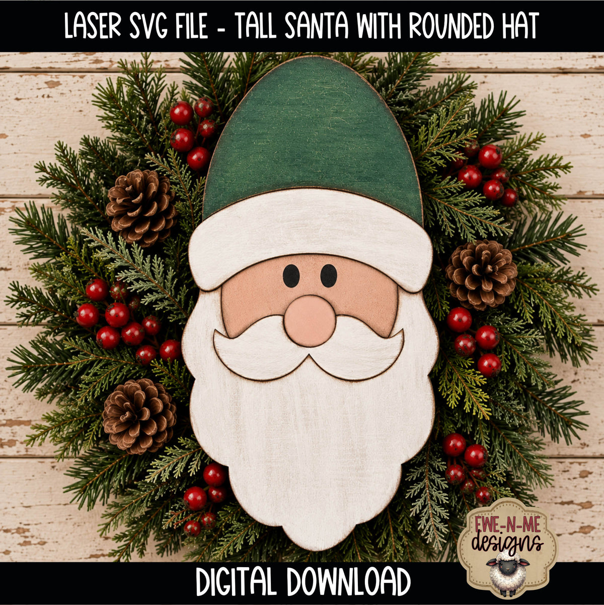 Primitive Santa Face Bundle | 4 Laser Cut SVG Files