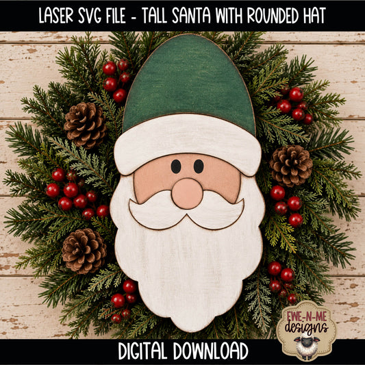 Tall Santa Face - Rounded Hat | Laser Cut SVG File