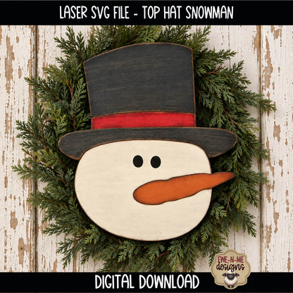 Top Hat Snowman Face | Laser Cut SVG File