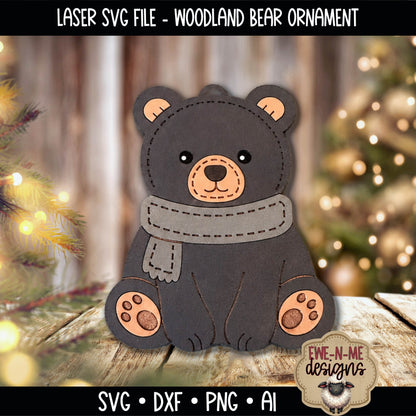 Woodland Bear Ornament | Laser Cut SVG File