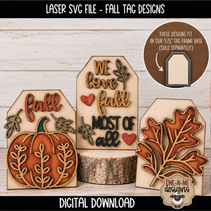 Fall Tag SVG Bundle For Interchangeable Tag Frame | Laser Cut SVG Files