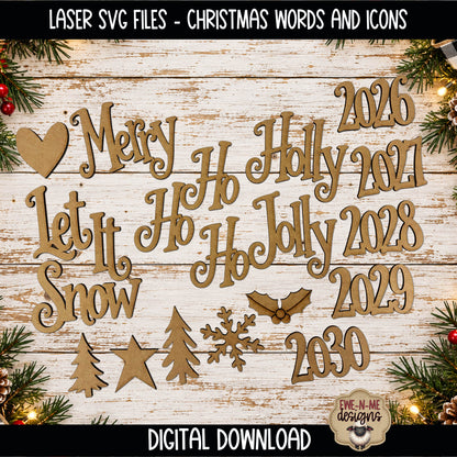 Christmas Words and Icons Bundle | Laser Cut SVG Files