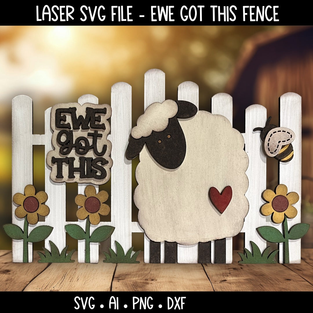 Ewe Got This Sheep Fence | Laser Cut SVG File