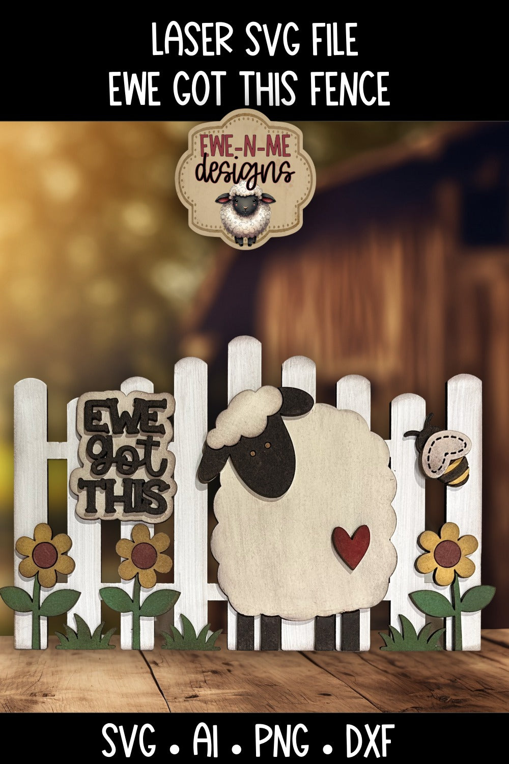 Ewe Got This Sheep Fence | Laser Cut SVG File