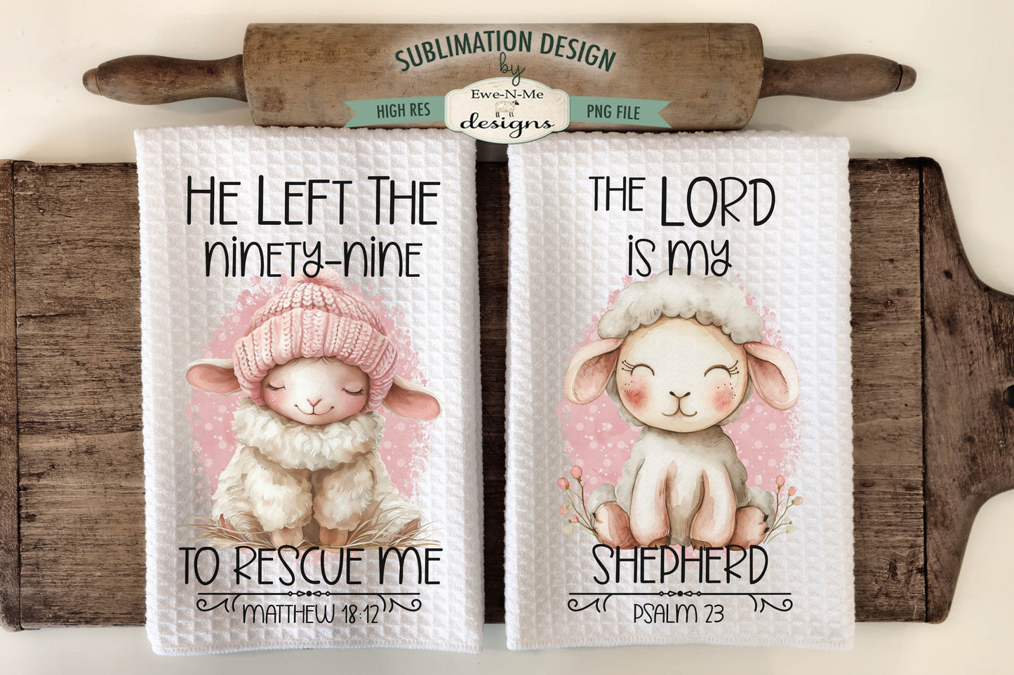 Faith Based Sheep (pink) - Kitchen Towel Sublimation Designs