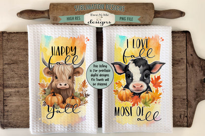 Fall Animals - Bundle of 16 - Kitchen Towel Sublimation Designs