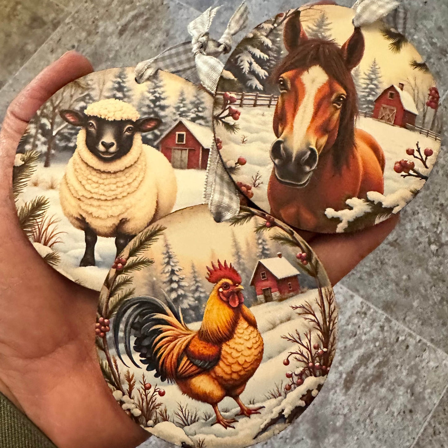 Farm Animal Ornament Bundle | Laser Cut SVG File + Printable PNG Files with Bonus Sticker File