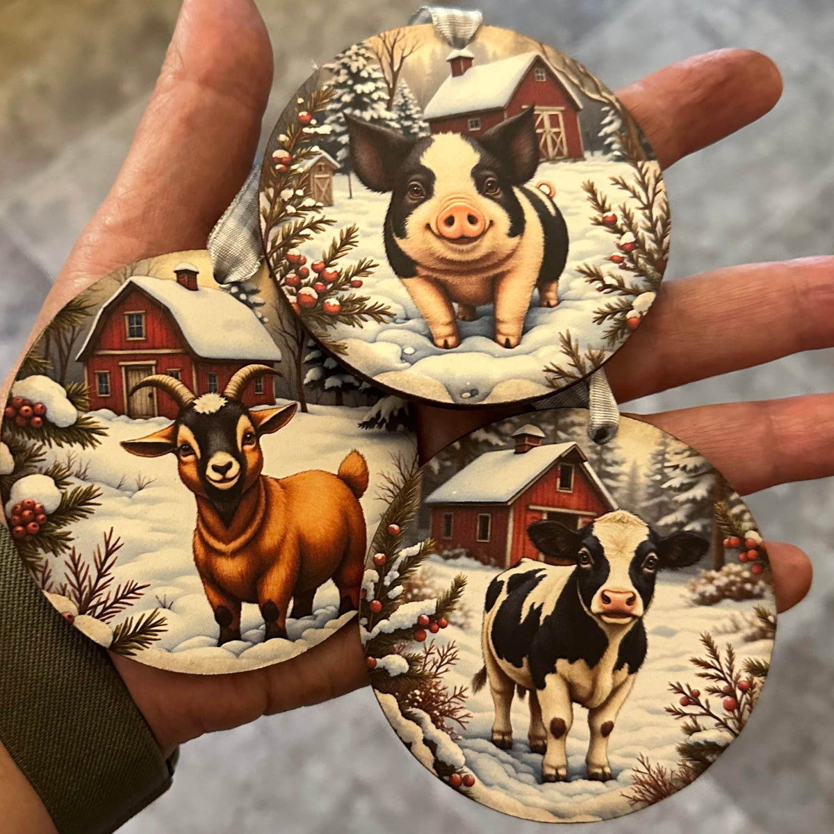 Farm Animal Ornament Bundle | Laser Cut SVG File + Printable PNG Files with Bonus Sticker File