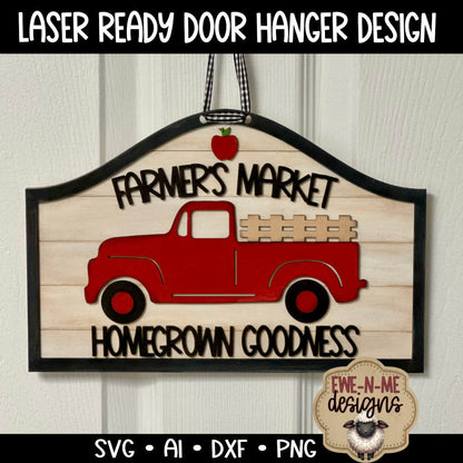 Farmers Market with Old Truck Door Hanger  - Laser Cut SVG
