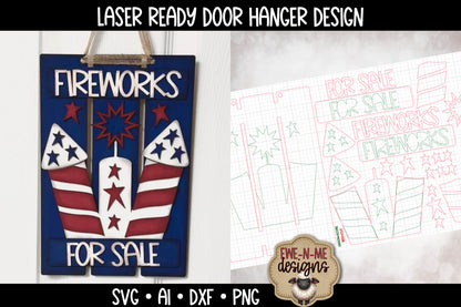 Fireworks For Sale Pallet Sign Door Hanger - Laser Cut SVG