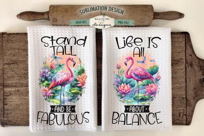 Colorful Flamingos - Kitchen Towel Sublimation Designs