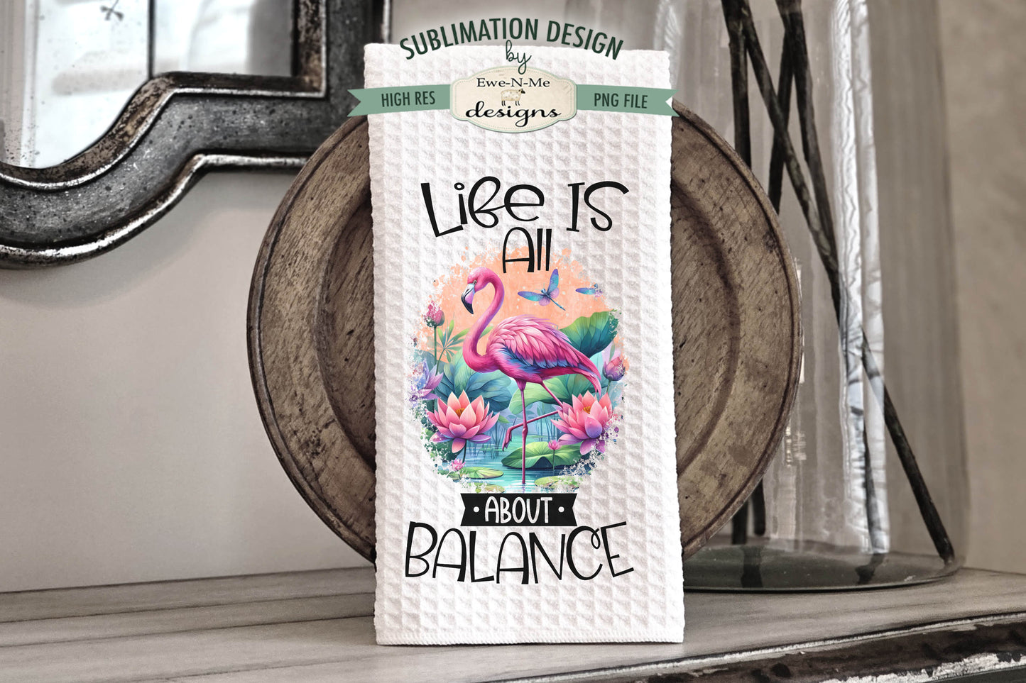 Colorful Flamingos - Kitchen Towel Sublimation Designs