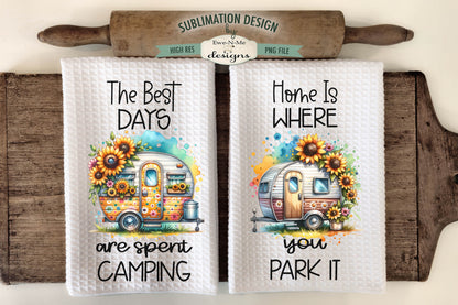 Campers With Sunflowers - Kitchen Towel Sublimation Designs