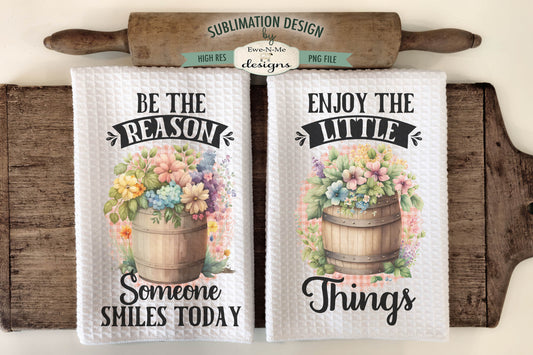 Flowers In Barrels - Kitchen Towel Sublimation Designs