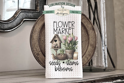 Spring Flowers and Bird Houses - Bundle of 5 - Kitchen Towel Sublimation Designs