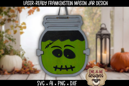 Frankenstein Halloween Mason Jar - Laser Cut SVG