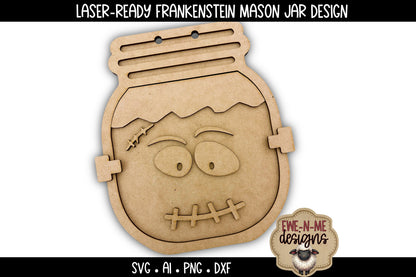 Frankenstein Halloween Mason Jar - Laser Cut SVG