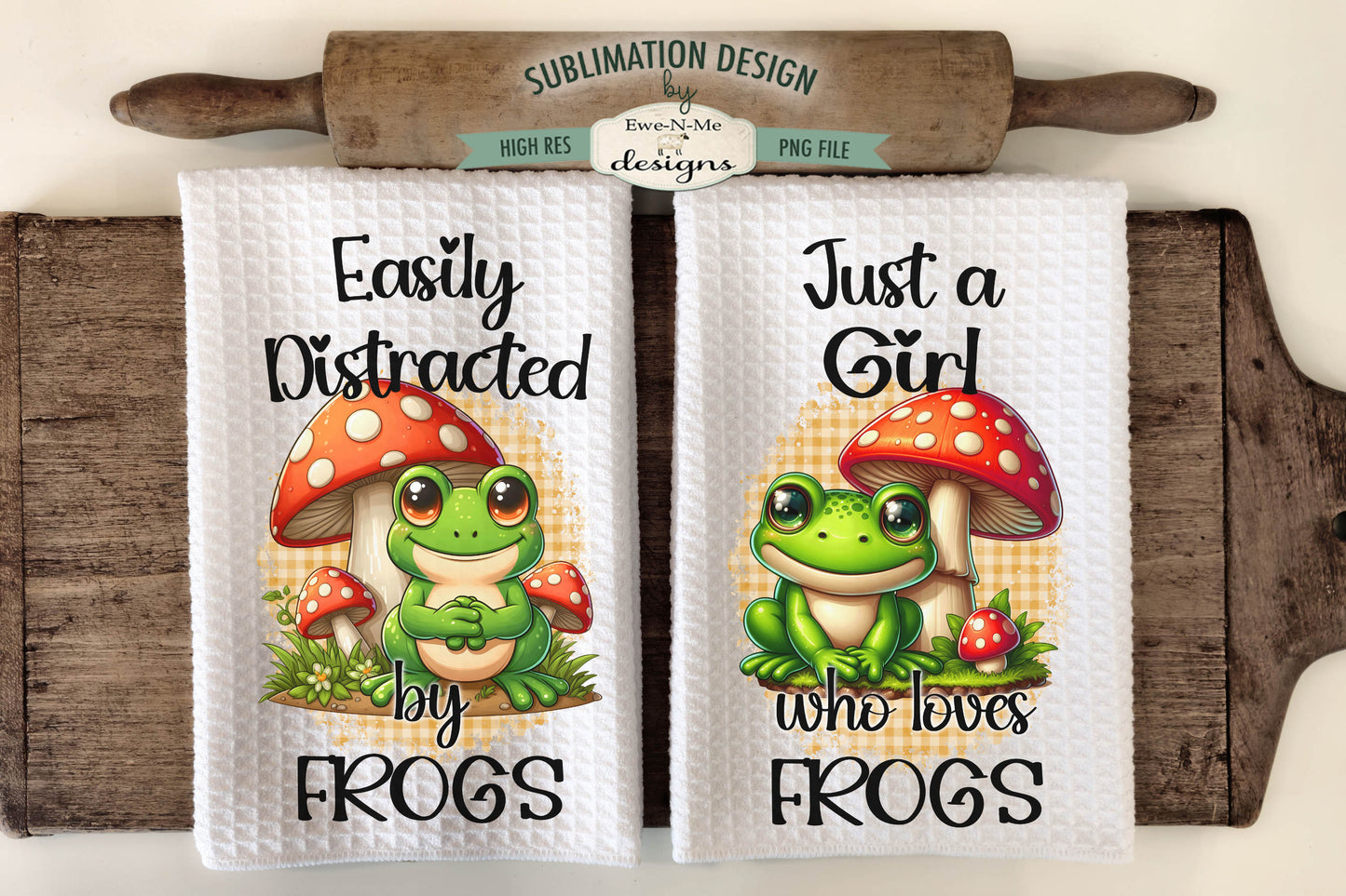 Frogs and Mushrooms - Kitchen Towel Sublimation Designs