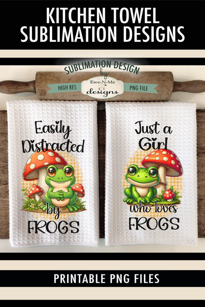 Frogs and Mushrooms - Kitchen Towel Sublimation Designs