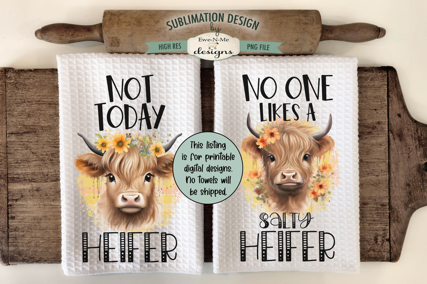 Highland Cow Designs - Bundle of 16 - Kitchen Towel Sublimation Designs