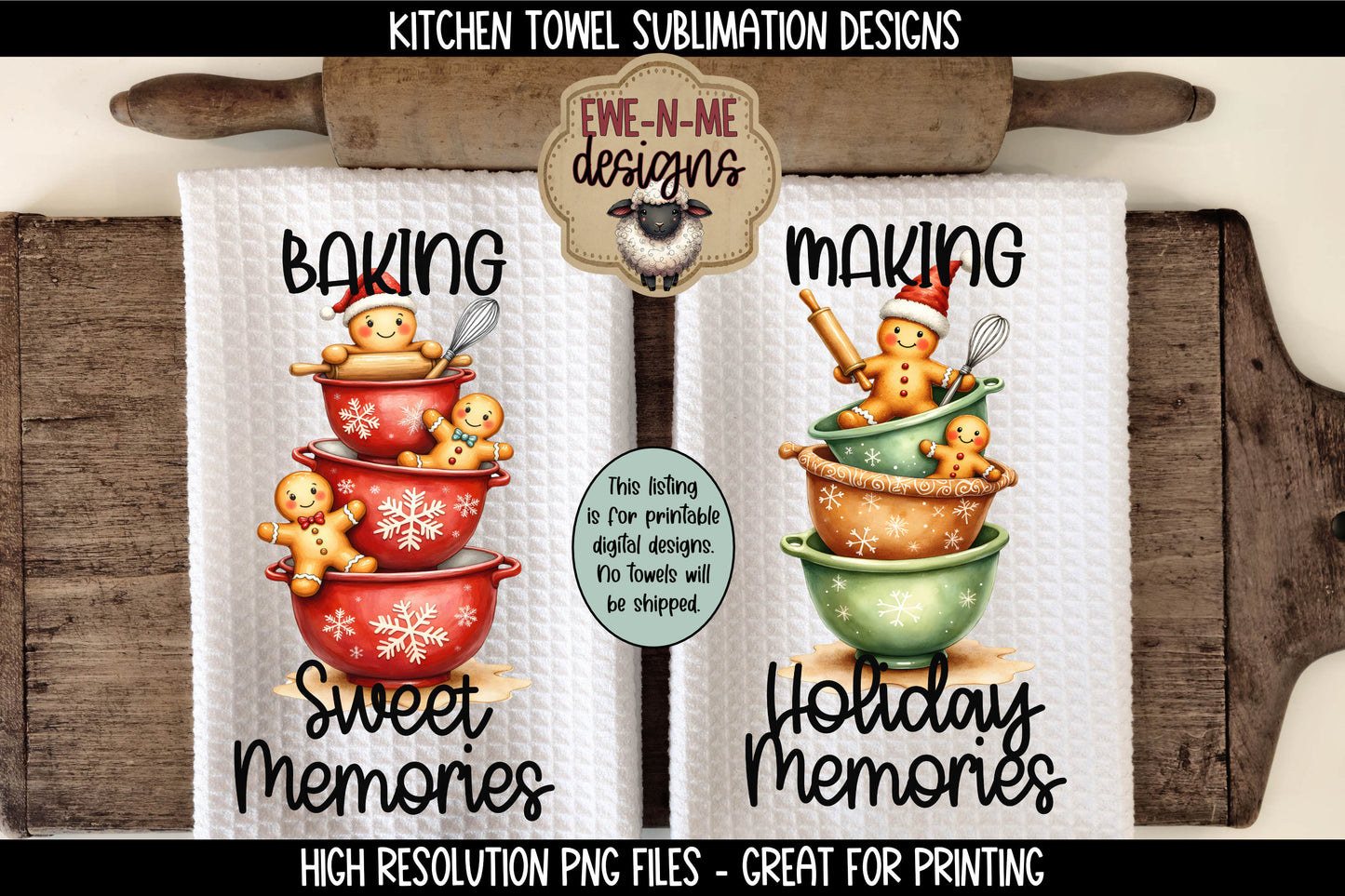 Holiday Baking - Bundle of 16 - Kitchen Towel Sublimation Designs