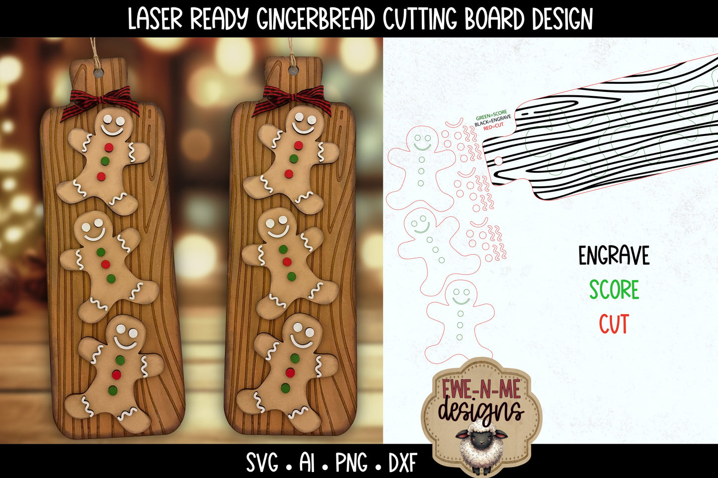 Gingerbread Cookie Board | Laser Cut SVG File