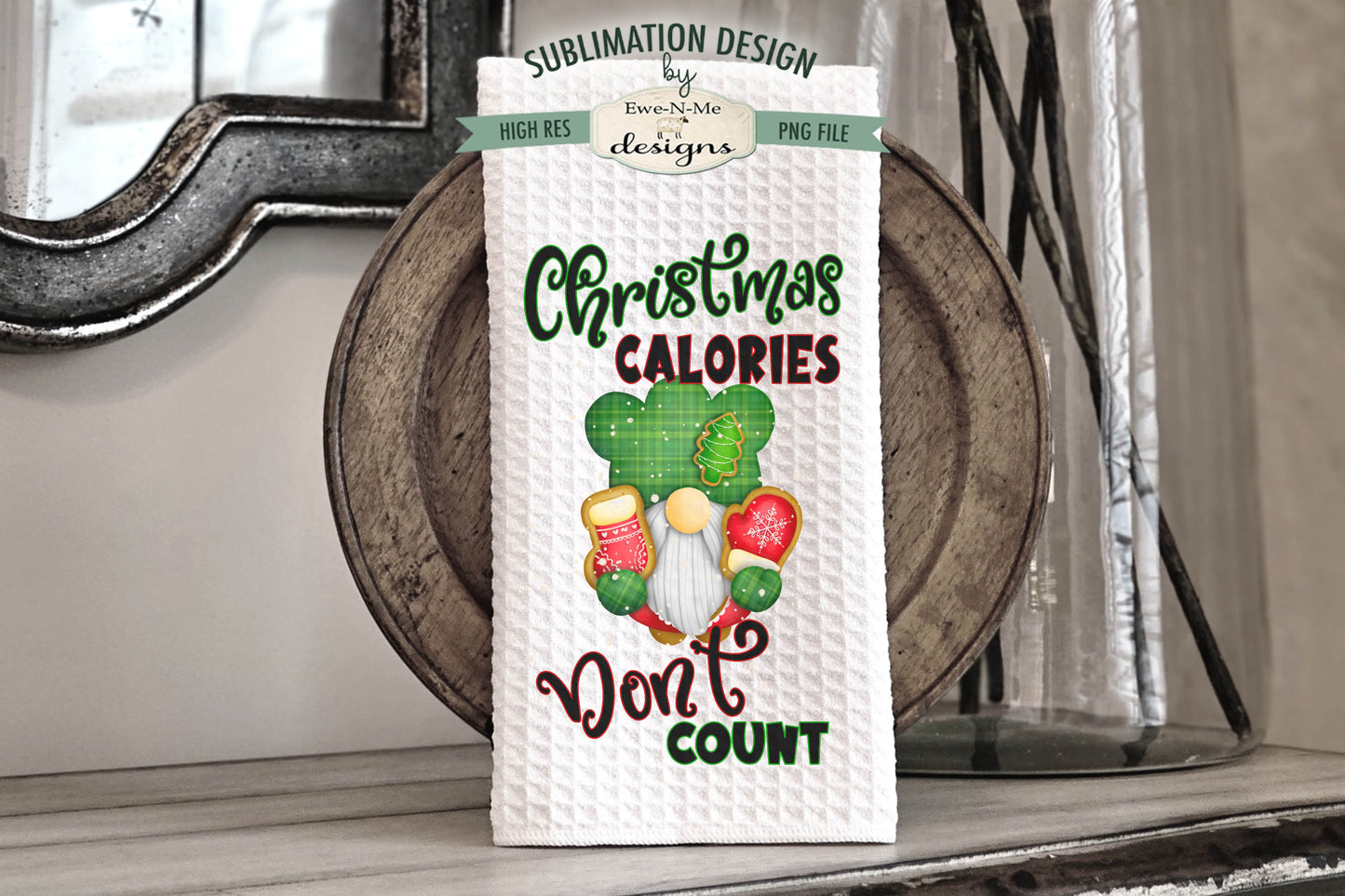 Gnome Christmas Cookies - Kitchen Towel Sublimation Designs