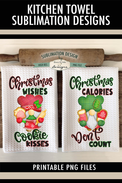 Gnome Christmas Cookies - Kitchen Towel Sublimation Designs