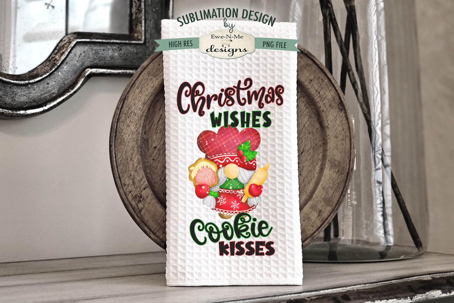Gnome Christmas Cookies - Kitchen Towel Sublimation Designs