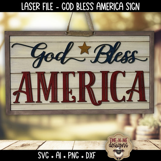 God Bless America Sign | Laser Cut SVG File